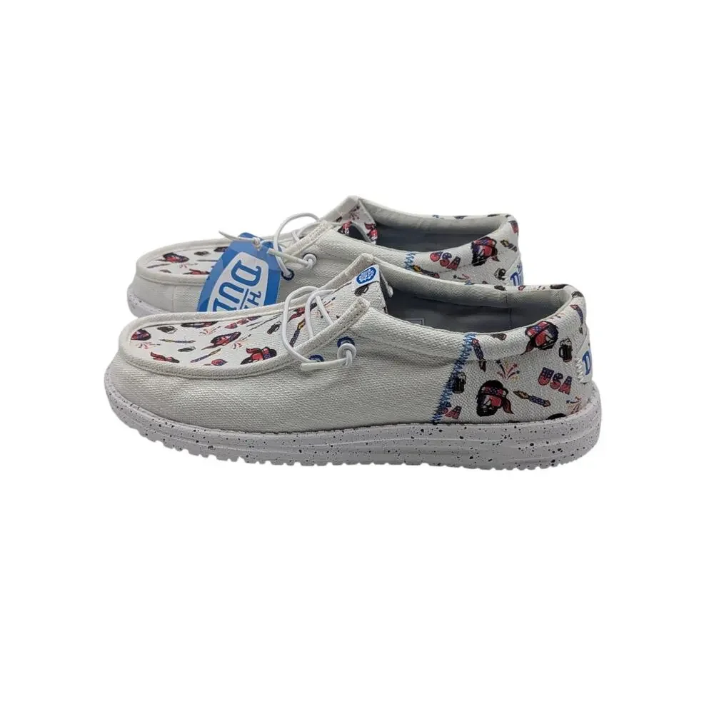 Hey Dude Wally Funk Americana Mens Size 8 USA Party Shoes Slip On July 4 NWT
